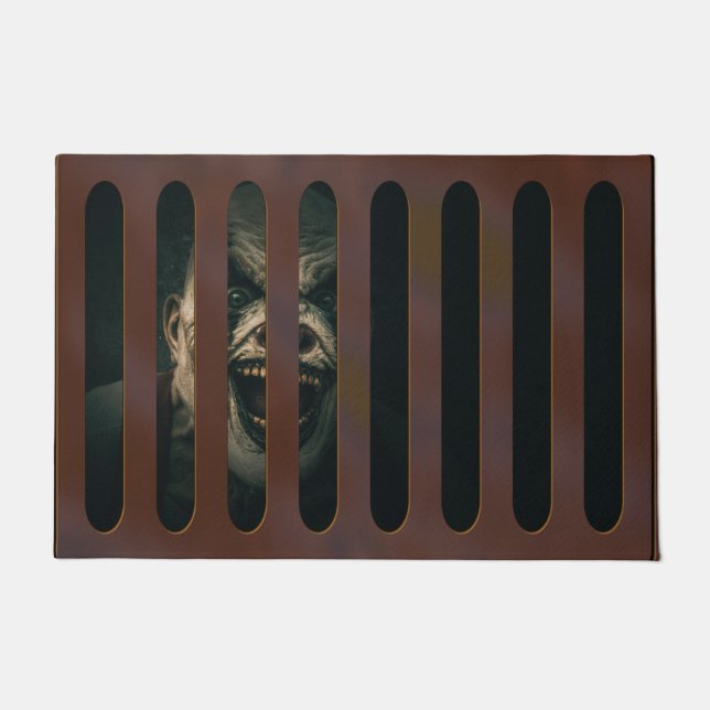 Grote halloween Scary Clown in Storm Grate Deurmat (Voorkant)