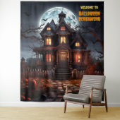 Grote Halloween spookhuis hangende achtergrond Wandkleed (In situ)