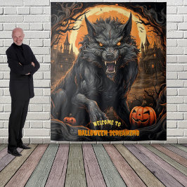 Grote Halloween Weerwolf Hanging Achtergrond Wandkleed