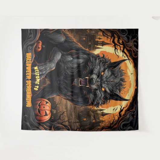 Grote Halloween Weerwolf Hanging Achtergrond Wandkleed (Voorkant (horizontaal))