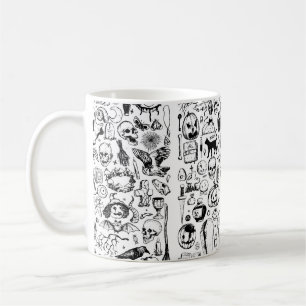 Grote halve doodles collectie. Hand getekende vint Koffiemok
