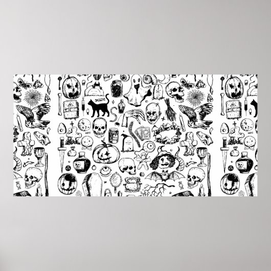 Grote halve doodles collectie. Hand getekende vint Poster (Voorkant)