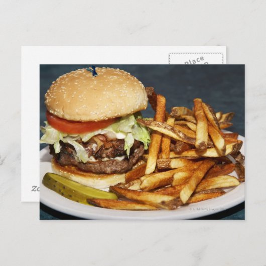 grote hamburgerfriet en cola briefkaart (Voorkant / Achterkant)