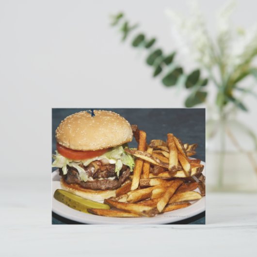 grote hamburgerfriet en cola briefkaart (Staand voorkant)