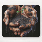 Grote handen met een boom sapling muismat (Voorkant)