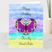 Grote Happy Birthday voor mijn zuster | Pagina kle Kaart (Voorkant)