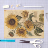 Grote, Happy  Zonnebloemen op Script Tissuepapier (Craft)