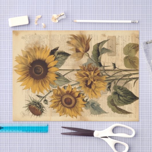 Grote, Happy Zonnebloemen op Script Tissuepapier (Craft)