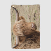 Grote harie Schotse hoogkoe Golfhanddoek (Voorkant)