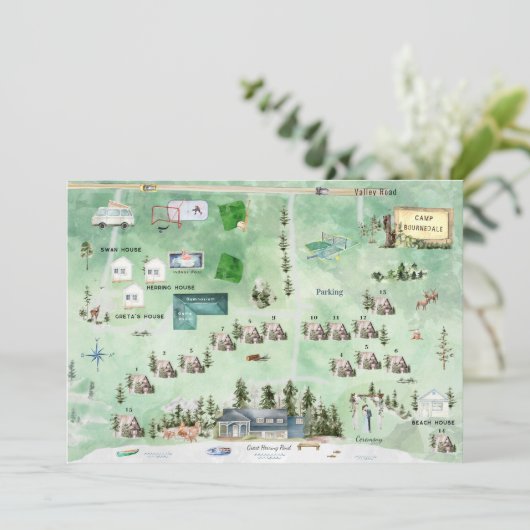 Grote haringvijver | Huwelijkskaart Reisschema Kaart (Staand voorkant)