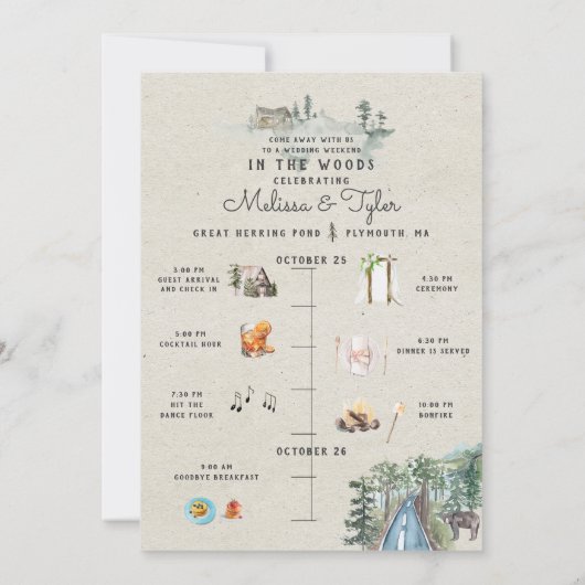 Grote haringvijver | Huwelijkskaart Reisschema Kaart (Achterkant)