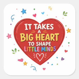 Grote Hartvorm Kleine Geesten Leraar Cadeau Vierkante Sticker