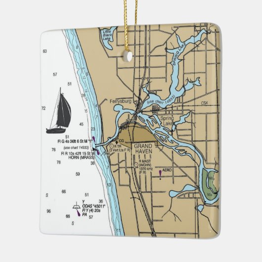 Grote Haven MI Nautical Chart Keramisch Ornament (Links)