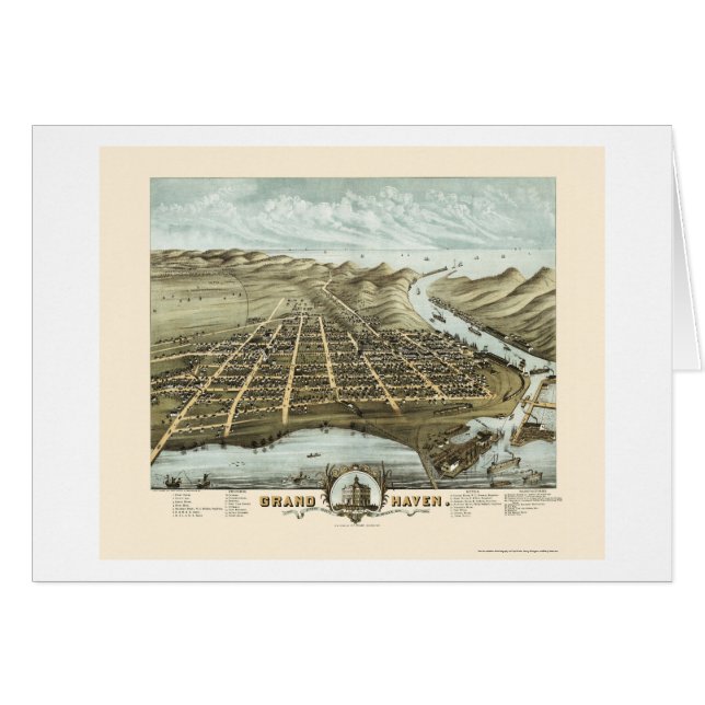 Grote Haven, MI Panorama Map - 1874 (Voorkant Horizontaal)