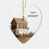 Grote haven pier, ik hou van Michigan! Keramisch Ornament (Links)