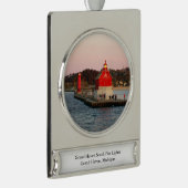 Grote Haven South Pierhead Light banner ornament Verzilverd Banner Ornament (Rechts)