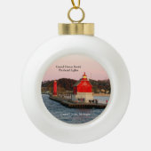 Grote Haven South Pierhead Lights Keramische Bal Ornament (Voorkant)