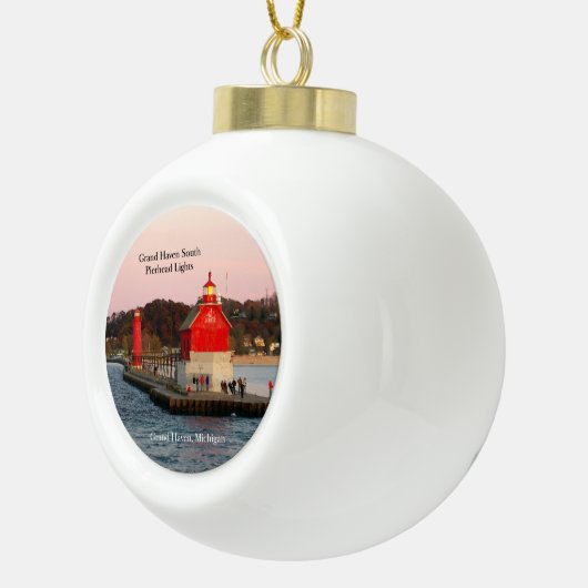 Grote Haven South Pierhead Lights Keramische Bal Ornament (Rechts)