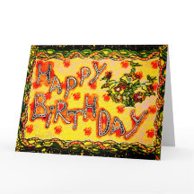 Grote, heldere Russische folderkunst Happy Birthda