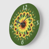 Grote, heldere, stijlvolle, zonnebloem grote klok (Hoek)