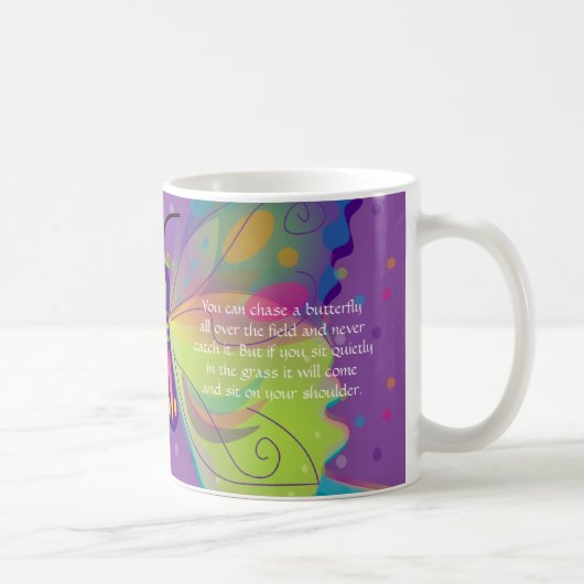 Grote & heldere vlinder met gedicht koffiemok (Rechts)