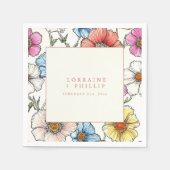 Grote heldere wilde bloemen bruiloft servet (Voorkant)