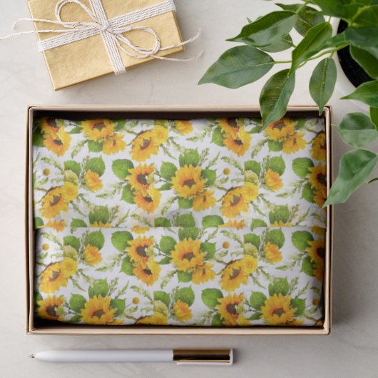 Grote heldere zonnebloemen zomer tissuepapier (Geschenk)