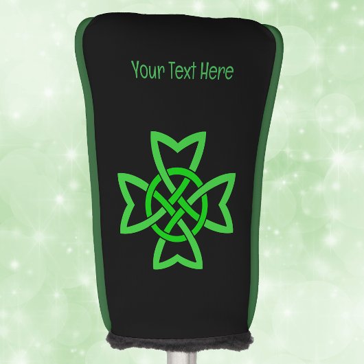 Grote heldergroene Ierse celtische abstracte knoop Golfheadcover