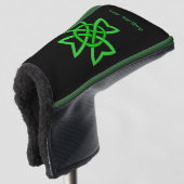 Grote heldergroene Ierse celtische abstracte knoop Golfheadcover (3/4 voorkant)