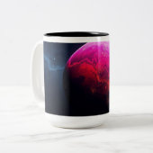 Grote Heldroze Planeet Tweekleurige Koffiemok (Voorkant links)