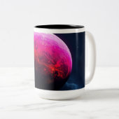 Grote Heldroze Planeet Tweekleurige Koffiemok (Voorkant rechts)