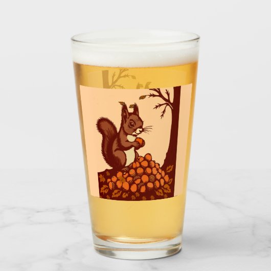 🐿️ Grote Herfst Eekhoorn Glas – Bekerglas (Achterkant gevuld)