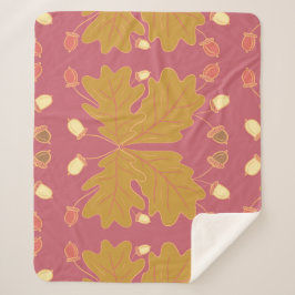 Grote herfst eikenbladeren en eikels sherpa deken