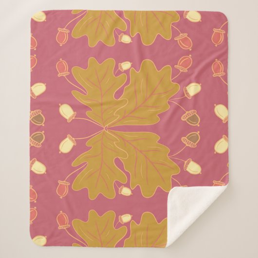 Grote herfst eikenbladeren en eikels sherpa deken (Voorkant)