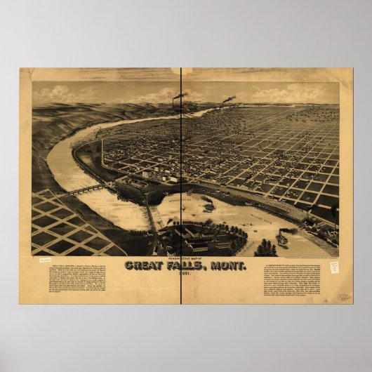 Grote Herfsten Montana 1891 Antiek Panorama Poster (Voorkant)