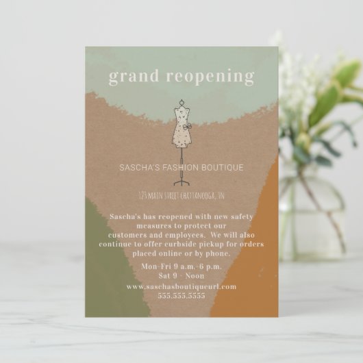 Grote heropening Abstracte kledingwinkel Kaart (Staand voorkant)