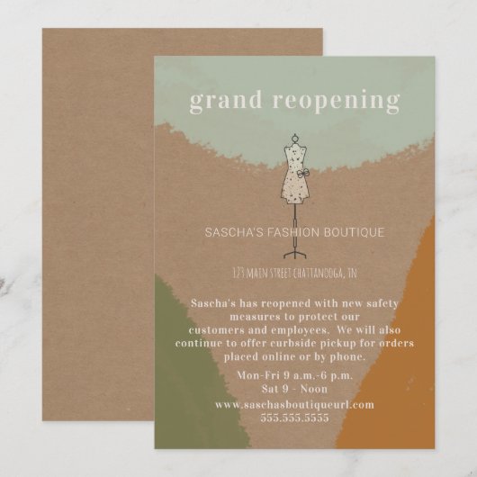 Grote heropening Abstracte kledingwinkel Kaart (Voorkant / Achterkant)