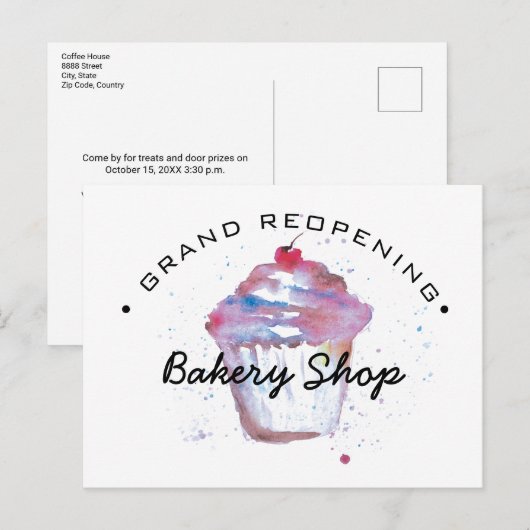 Grote heropening Bakery Small Business Notice Briefkaart (Voorkant / Achterkant)