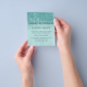 Grote heropening Blauwgroen blauw Aqua Glitter Sal Flyer (Hand)