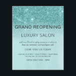 Grote heropening Blauwgroen blauw Aqua Glitter Sal Flyer<br><div class="desc">Glam Blauwgroen blauw - Aqua Ombre Sparkle en Glitter Grand Reopening Glam Luxury Hair Salon, Beauty Store, Eyelashes, Nails, Makeup, Microblading, Haar Stylist, Lashes, Hair Stylist of Make Up Artist Business Flyer met aangepast adres voeg je bedrijfsnaam en retouradres toe. Dit eenvoudige, moderne en elegante gepersonaliseerde ontwerp is ideaal om...</div>