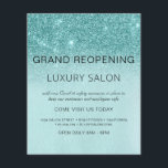 Grote heropening Blauwgroen blauw Aqua Glitter Sal Flyer<br><div class="desc">Glam Blauwgroen blauw - Aqua Ombre Sparkle en Glitter Grand Reopening Glam Luxury Hair Salon, Beauty Store, Eyelashes, Nails, Makeup, Microblading, Haar Stylist, Lashes, Hair Stylist of Make Up Artist Business Flyer met aangepast adres voeg je bedrijfsnaam en retouradres toe. Dit eenvoudige, moderne en elegante gepersonaliseerde ontwerp is ideaal om...</div>