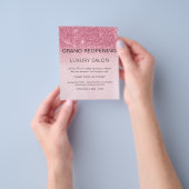 Grote heropening Blush Roze Glittersalon Flyer (Hand)