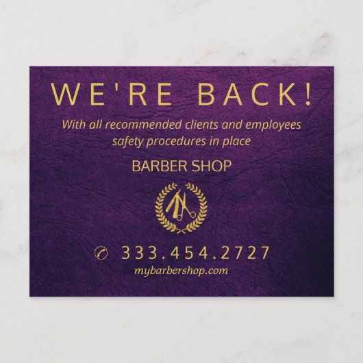 Grote heropening covid-19 kapper salonaankondiging briefkaart (Voorkant)