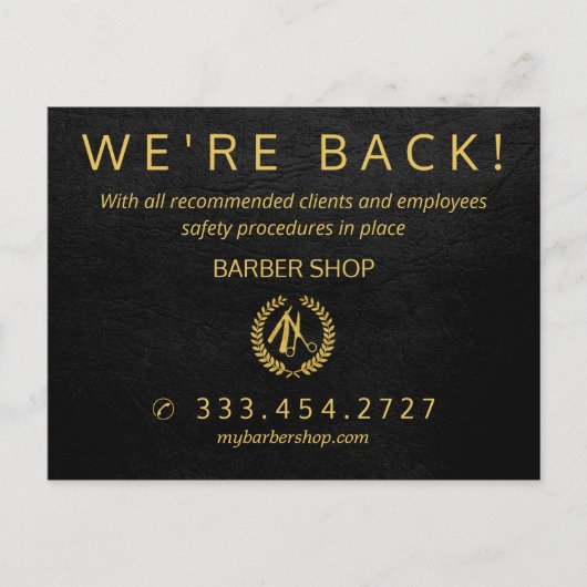 Grote heropening covid-19 kapper salonaankondiging briefkaart (Voorkant)