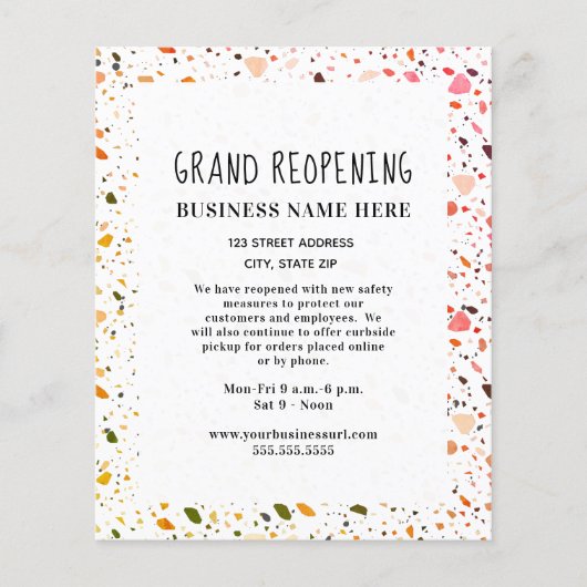 Grote heropening Covid Safety Terrazzo Flyer (Voorkant)