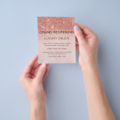 Grote heropening Rose Goud Glitter Salon Flyer (Hand)