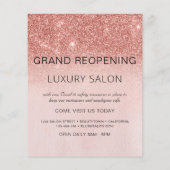 Grote heropening Rose Goud Glitter Salon Flyer (Achterkant)