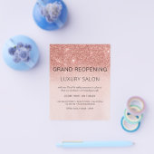 Grote heropening Rose Goud Glitter Salon Flyer (Enkel)