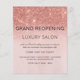 Grote heropening Rose Goud Glitter Salon Flyer