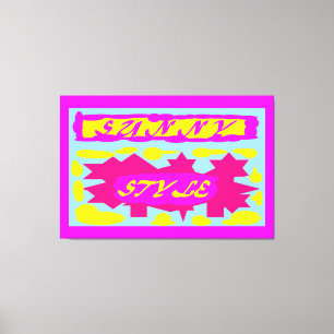 Grote hete kleuren roze hemelsblauw citroen canvas afdruk
